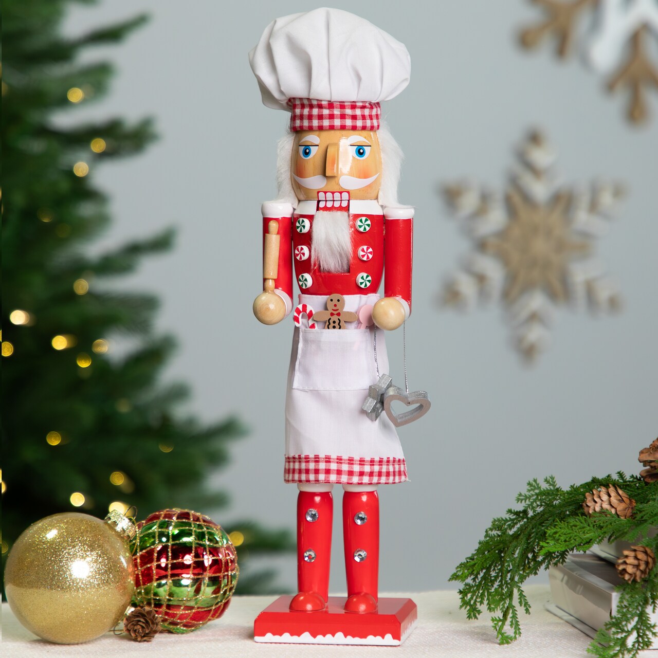 Northlight Baker with Rolling Pin Nutcracker Christmas Figure - 15" - White and Red